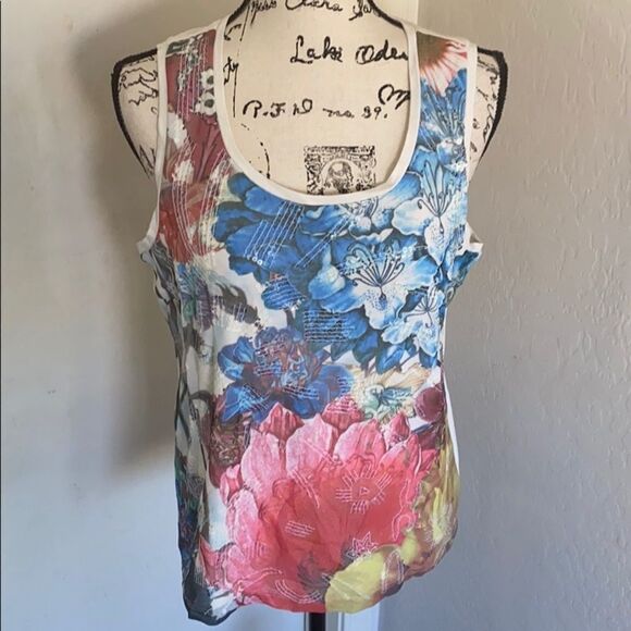 Chico’s Floral Explosion Tank Top - Picture 1 of 10